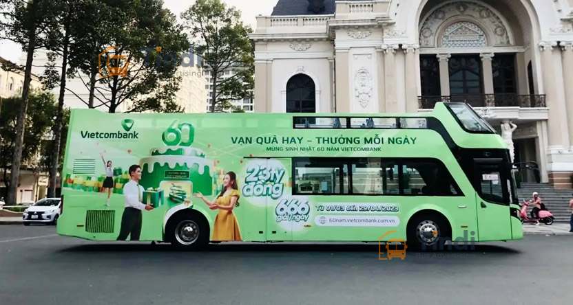 Quảng cáo xe buýt 2 tầng – Xu hướng truyền thông mới tại Việt Nam Ưu tiên chạy quảng cáo buýt 2 tầng tại những nơi qua trung tâm thành phố, điểm du lịch, tuyến phố đông người qua lại